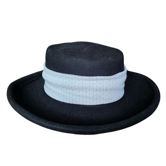 The Limited Bollman Wool Black Fedora Wide Brim Hat MJ Style - Picture 4 of 10